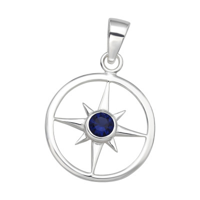 Silver Northern Star Pendant with Cubic Zirconia