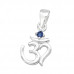 Silver Om Symbol Pendant with Cubic Zirconia