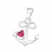 Silver Anchor Pendant with Cubic Zirconia