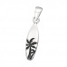 Silver Surfboard Pendant with Crystal