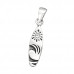 Silver Surfboard Pendant with Crystal