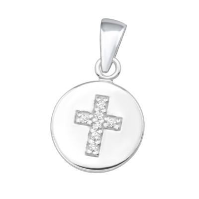 Cross Sterling Silver Pendant with Cubic Zirconia