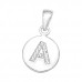 Letter A Sterling Silver Pendant with Cubic Zirconia