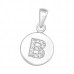 Letter B Sterling Silver Pendant with Cubic Zirconia