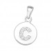 Letter C Sterling Silver Pendant with Cubic Zirconia