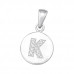 Letter K Sterling Silver Pendant with Cubic Zirconia