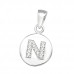 Letter N Sterling Silver Pendant with Cubic Zirconia