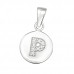 Letter P Sterling Silver Pendant with Cubic Zirconia