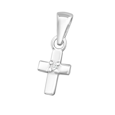 Silver Cross Pendant with Cubic Zirconia