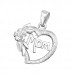 Silver Heart Mom Pendant with Cubic Zirconia