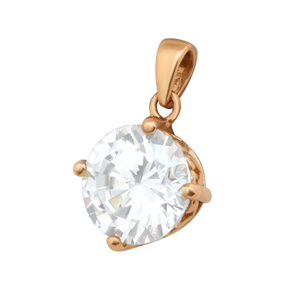 Silver Round Pendant with Cubic Zirconia