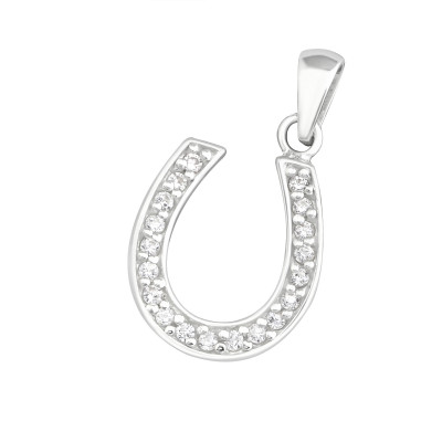 Silver Horseshoe Pendant with Cubic Zirconia