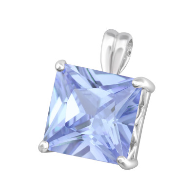 Silver Square Pendant with Cubic Zirconia