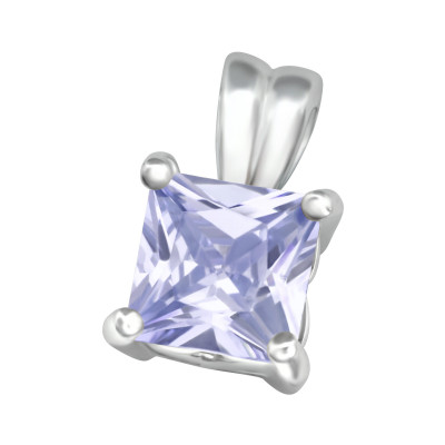 Silver Square Pendant with Cubic Zirconia