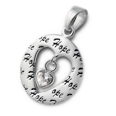 Hope Open Heart Sterling Silver Pendant with Cubic Zirconia