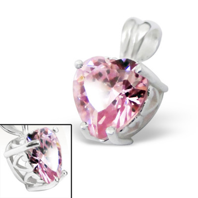 Heart Sterling Silver Pendant with Cubic Zirconia