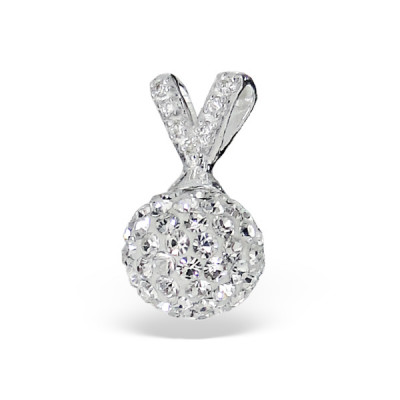 Ball Sterling Silver Pendant with Cubic Zirconia and Crystal