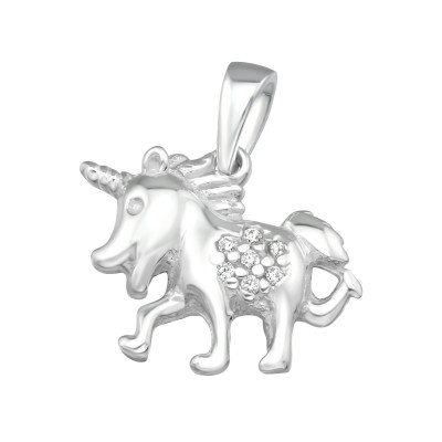 Silver Unicorn Pendant with Cubic Zirconia