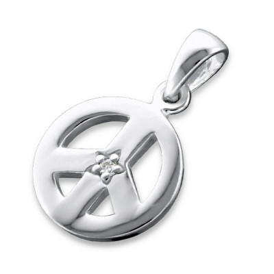 Peace Sterling Silver Pendant with Cubic Zirconia