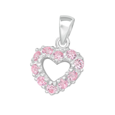 Silver Heart Pendant with Cubic Zirconia