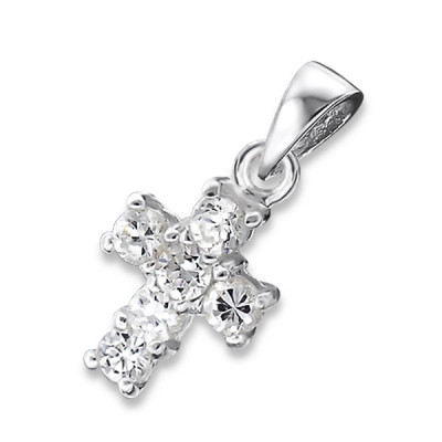 Silver Cross Pendant with Cubic Zirconia