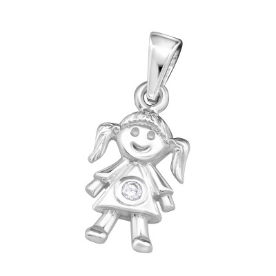 Silver Girl Pendant with Cubic Zirconia