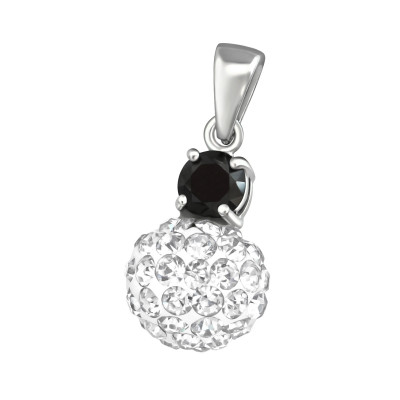 Silver Round Pendant with Cubic Zirconia and Crystal