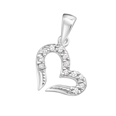 Silver Heart Pendant with Cubic Zirconia