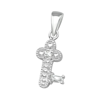 Key Sterling Silver Pendant with Cubic Zirconia