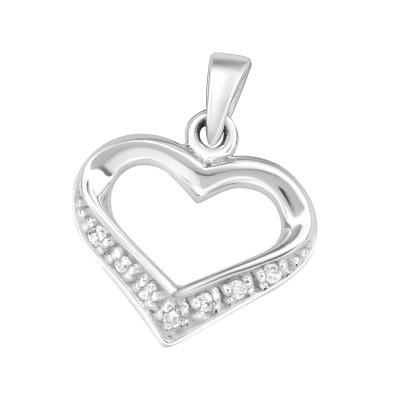 Silver Heart Pendant with Cubic Zirconia