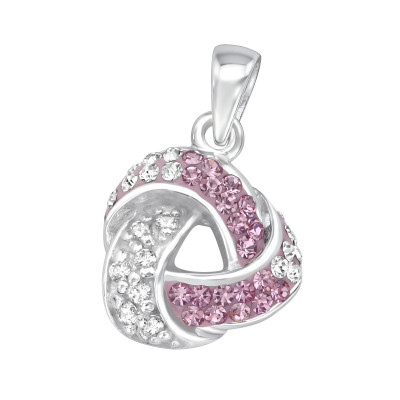 Silver Triangle Pendant with Cubic Zirconia and Crystal