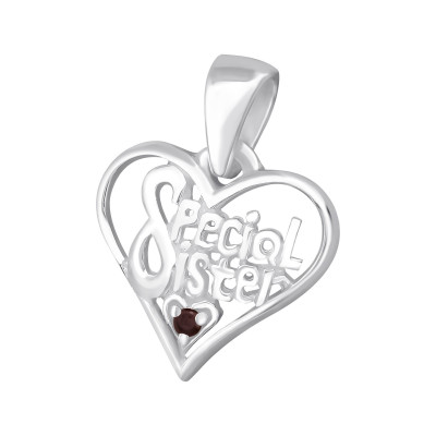 Silver Special Sister Pendant with Cubic Zirconia