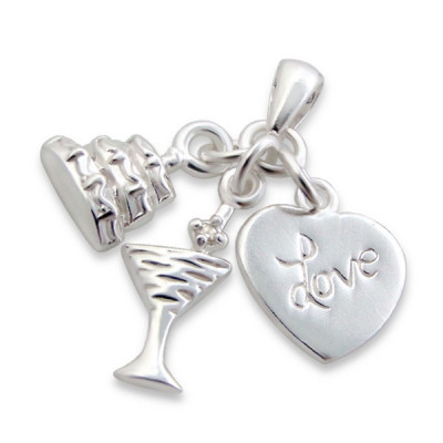 Love Cocktail Cake Sterling Silver Pendant with Cubic Zirconia