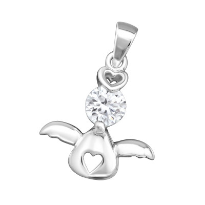 Silver Angel Pendant with Cubic Zirconia