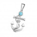 Silver Anchor Pendant with Crystal