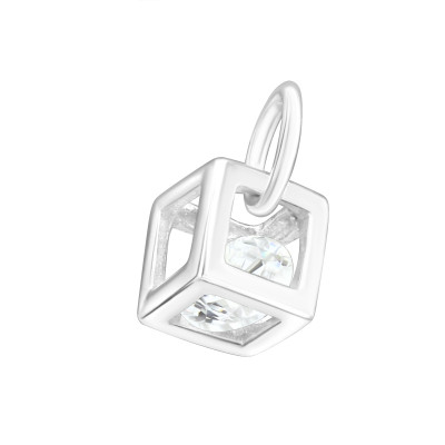 Silver Square Pendant with Cubic Zirconia