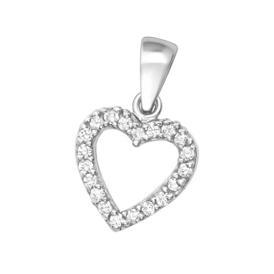 Silver Heart Pendant with Cubic Zirconia