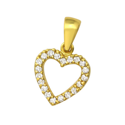 Silver Heart Pendant with Cubic Zirconia