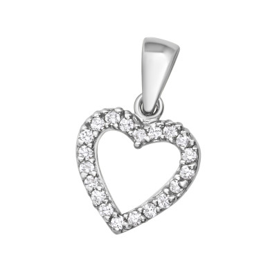 Silver Heart Pendant with Cubic Zirconia