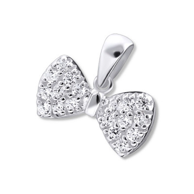 Bow Sterling Silver Pendant with Cubic Zirconia