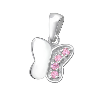 Silver Butterfly Pendant with Cubic Zirconia