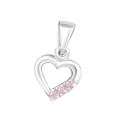 Silver Heart Pendant with Cubic Zirconia