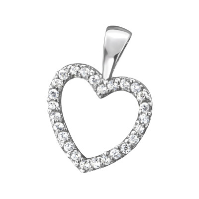 Silver Heart Pendant with Cubic Zirconia