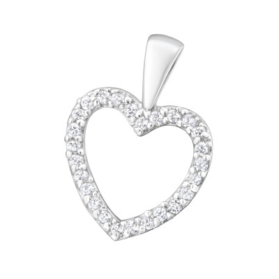 Silver Heart Pendant with Cubic Zirconia