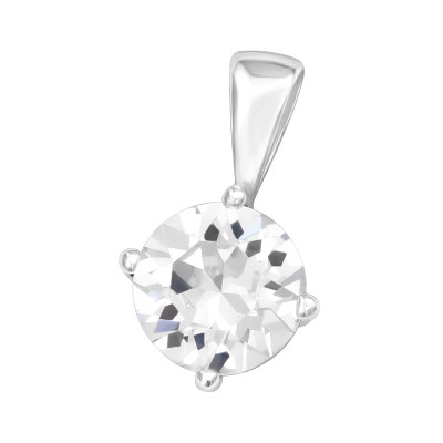 Silver Round 6mm Pendant with Genuine European Crystal