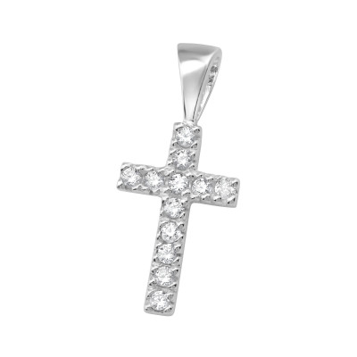 Silver Cross Pendant with Cubic Zirconia