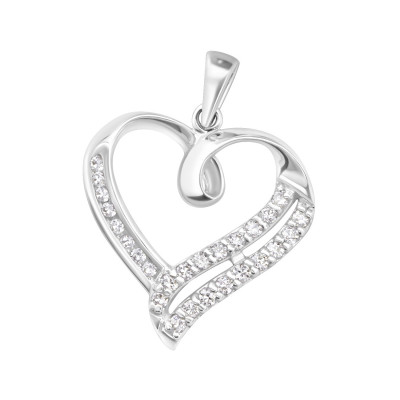 Heart Sterling Silver Pendant with Cubic Zirconia