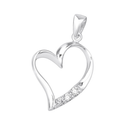 Silver Heart Pendant with Cubic Zirconia