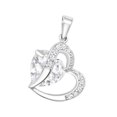 Silver Hearts Pendant with Cubic Zirconia