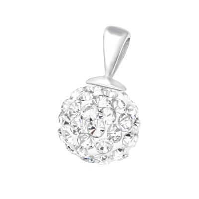 Silver Round Pendant with Crystal